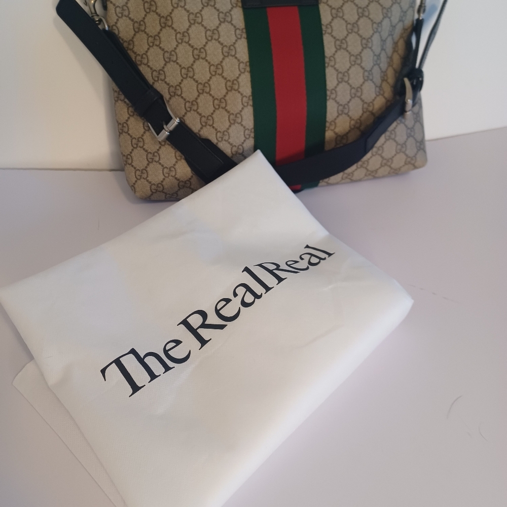 Gucci Supreme GG Leather Trim Unisex Messenger Crossbody Bag - Picture 8 of 13